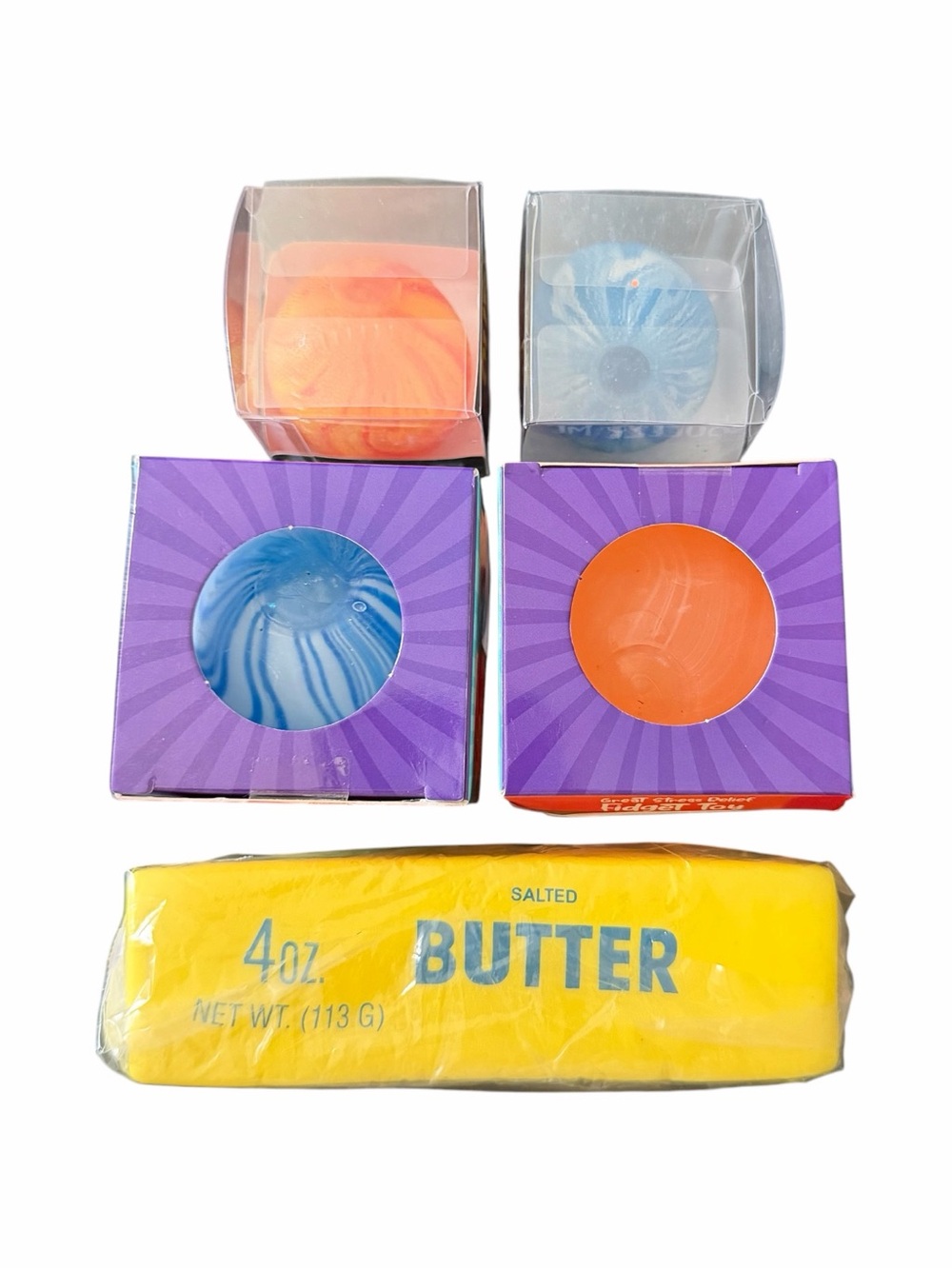 NWT-SQUISHY BUNDLE-BUTTER, LARGE SQUISHY BALLS AND SMALL SQUISHY BALLS